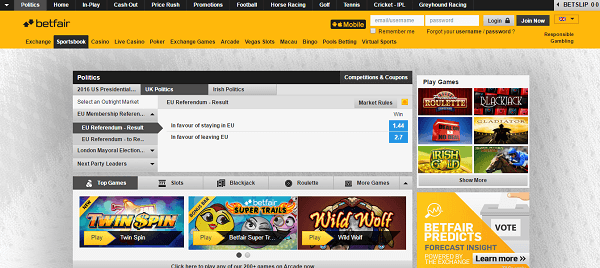 Betfair Politics Sign Up