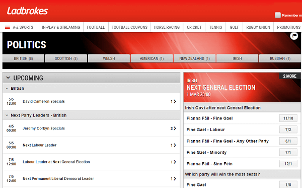 Ladbrokes Political Betting Markets